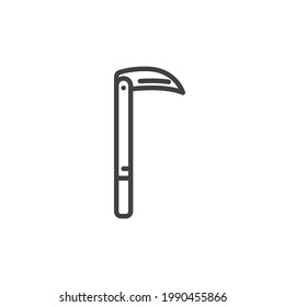 Farming scythe line icon. linear style sign for mobile concept and web design. Scythe outline vector icon. Symbol, logo illustration. Vector graphics