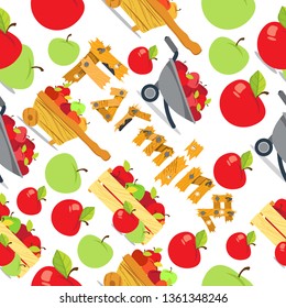 Farming seamless pattern in cartoon style for wrapping, background, wallpaper.