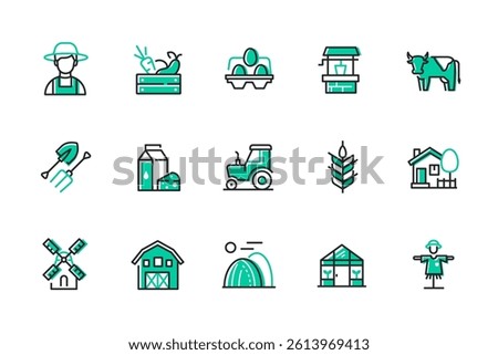 Farming - set of line design style icons