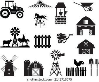 Farming Silhouette Isolated On White Background Stock Vector (royalty 