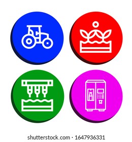 farming simple icons set. Contains such icons as Tractor, Crops, Seeder, Milk, can be used for web, mobile and logo