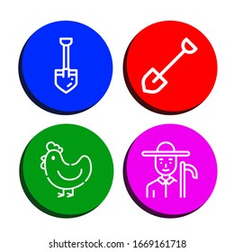 farming simple icons set. Contains such icons as Shovel, Hen, Farmer, can be used for web, mobile and logo
