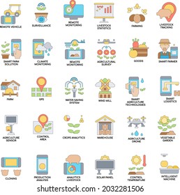 Conjunto de iconos plano para la recolección de colores inteligentes