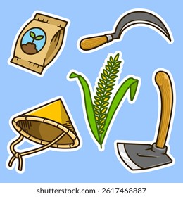 farming sticker set cartoon illustration
