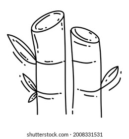 Icono de la caña de azúcar. conjunto de iconos dibujado a mano, contorno negro, icono de doodle, diseño de iconos vectoriales.