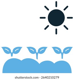 Farming sun icon for agriculture, harvest seasons, and natural farming. Perfect for depicting sunny fields, rural landscapes, and the importance of sunlight in nurturing crops.