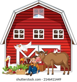 Farming theme with animals illustration
