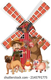 Farming theme with many animals illustration