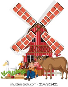 Farming theme with many animals illustration