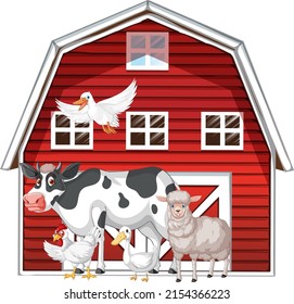 Farming theme with many animals illustration