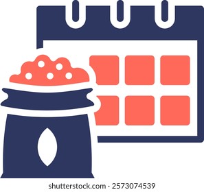 Farming Time Icon Mixed Vector Illustration