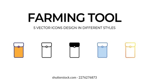 herramienta de cultivo Diseño de iconos en estilo Cinco con Accionamiento editable. Línea, Sólido, Línea plana, Color de tono Duo y Línea de degradado de color. Adecuado para diseño de páginas Web, aplicaciones móviles, UI, UX y GUI.