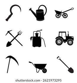 Farming Tools and Equipment Vector Set