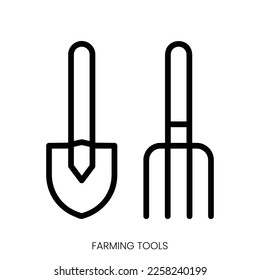 farming tools icon. Line Art Style Design Isolated On White Background