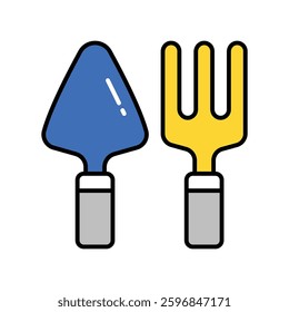 Farming Tools vector filled outline icon. EPS 10 file