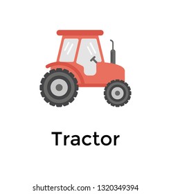 Farming tractor flat vector icon 