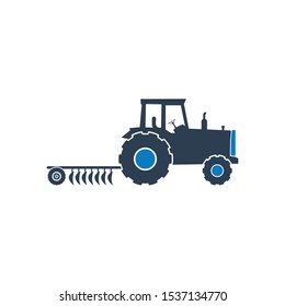 Farming Tractor Icon. Flat Style vector EPS.