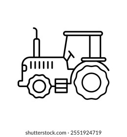 Icono de línea de tractor agrícola. Tractor de Vector en el contorno del campo Ilustración de estilo de moda para Web y App..eps