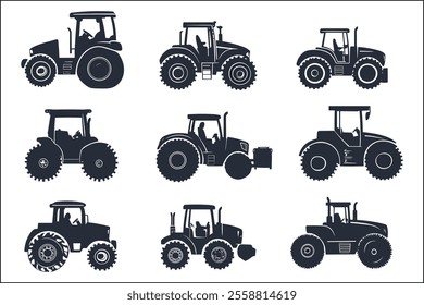 Farming Tractor Vector Designs with High Detail
