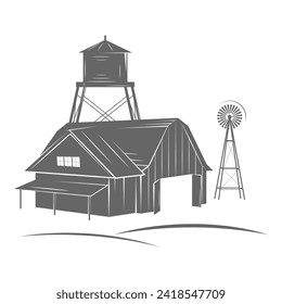 Farming Two-color Icon Set Vector Illustration. Contains Images of Barn, Farm Truck, Tractor, Cow, Chicken, Farmer, Eggs, Human Hands, Milk Can, Farm Constructions, Tomatoes.. Item 8