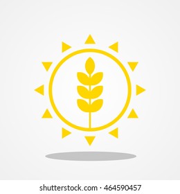 Farming type logo template plant in the middle of gold sun design illustration