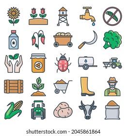 Farming vector icon set for commercial use
