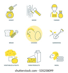 Farming vector icons set