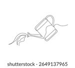 Farming water can outline drawing illustration. one continuous line drawing of watering can.