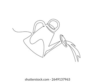 Farming water can outline drawing illustration. one continuous line drawing of watering can.