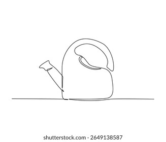 Farming water can outline drawing illustration. one continuous line drawing of watering can.