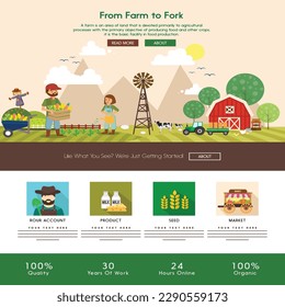farming work banner cartoon decor webpage style