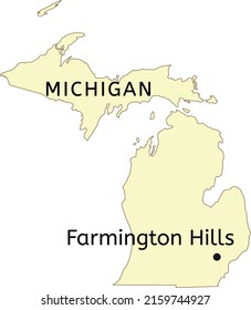 Farmington Hills city location on Michigan map