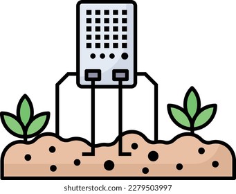 Concepto de monitoreo ambiental de tierras agrícolas Diseño de vectores del sensor de crecimiento de cultivos, símbolo de cultivo inteligente, signo de agricultura electrónica, ilustración de la revolución agrícola digital