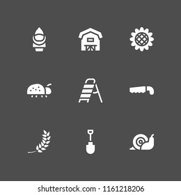 farmland icon. 9 farmland set with farming and gardening, farm and wheat vector icons for web and mobile app