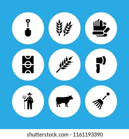 farmland icon. 9 farmland set with wheat, farming and gardening, field and farm vector icons for web and mobile app