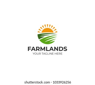 Farmland logo template. Rural landscape vector design. Agriculture illustration
