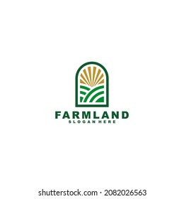 vector de plantilla de logotipo de tierras de cultivo, icono sobre fondo blanco