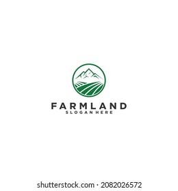 vector de plantilla de logotipo de tierras de cultivo, icono sobre fondo blanco