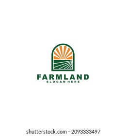 plantilla de logotipo de tierras de cultivo, vector, icono en fondo blanco