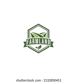 vector de plantilla de logotipo de tierras de cultivo, icono en fondo blanco