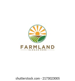 vector de plantilla de logotipo de tierras de cultivo, icono en fondo blanco