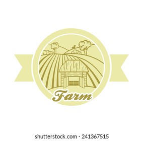 farmland. vector golden illustration on white background