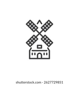 Farmland windmill line icon. linear style sign for mobile concept and web design. Windmill outline vector icon. Symbol, logo illustration. Vector graphics