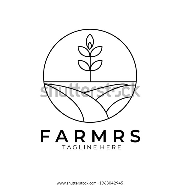 Farms Logo Line Art Badge Vector Stock Vector Royalty Free 1963042945