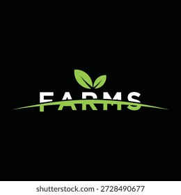 farms text logo design, foliage green leaves symbol vector concept