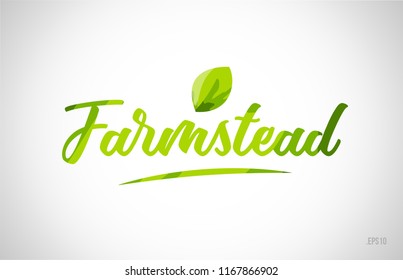 farmstead green leaf word on white background suitable for card icon or typography logo design