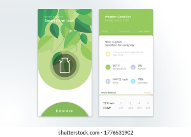 Farm-themed nature template accompanied by milk gallon icon