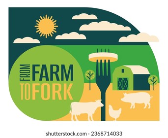 Farm-to-fork concept - social movement which promotes serving locally grown small farm foods at restaurants and schools. Direct food sales relationship