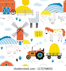 Farmyard seamless pattern