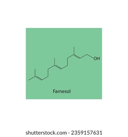 Farnesol Sesquiterpene Alcohol found in some essential oils Molecular structure skeletal formula on green background.